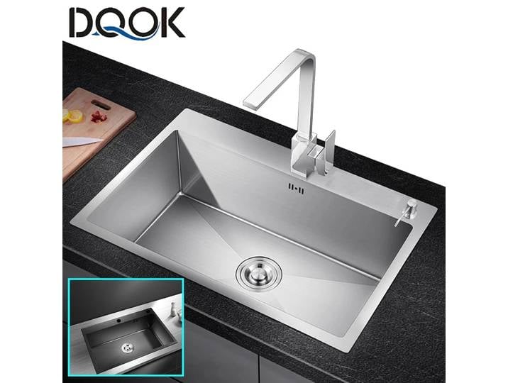 DQOK-Fente d'évier de cuisine en acier inoxydable, bassin à vaisselle, panier de vidange, pip rectangulaire
