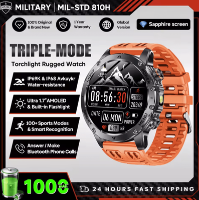 Inspire Curations 1.7 AMOLED GPS Smartwatch With Bluetooth Call, NFC & 1000mAh Battery orange