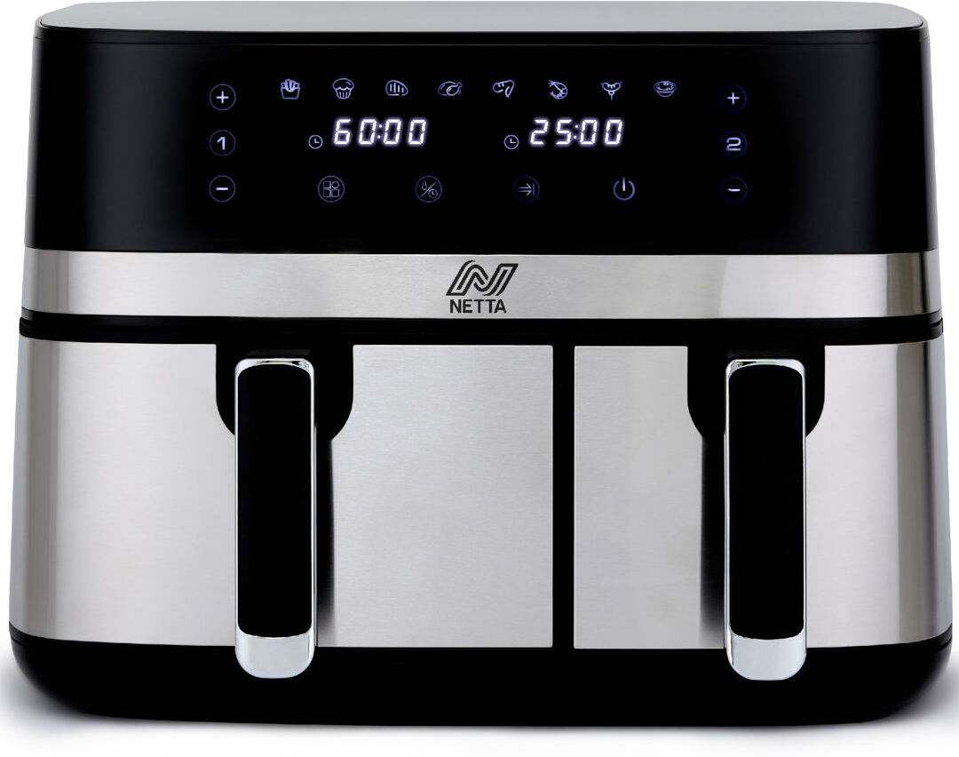 NETTA 9L Dual Basket Air Fryer with Digital Smart Programmes 9L