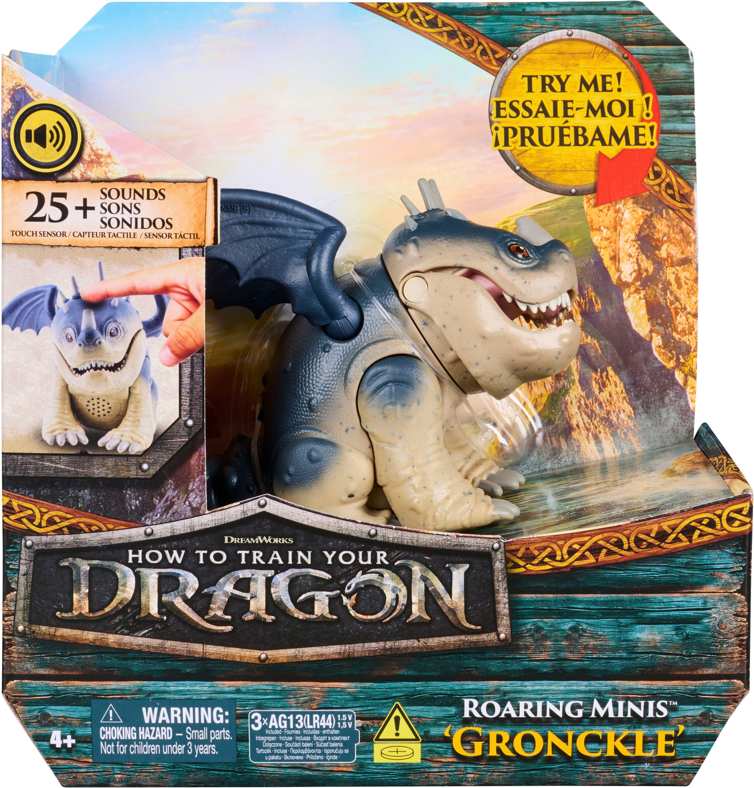Spielfigur SPIN MASTER "Drachenzähmen leicht gemacht, Interaktiver Mini-Drache Fleischklop", blau (bunt), Spielfiguren, KinderH:9cm, Kunststoff, Spielfigur, mit 25 Soundeffekten, H:9cm