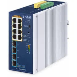 PLANET IP30 Industrial L2/L4 8-Port Managed L2/L4 Gigabit Ethernet (10/100/1000) Aluminium, Blau