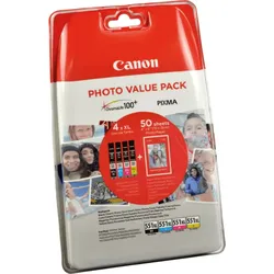 4 Canon Tinten 6443B008 CLI-551XL Multipack KCMY + 50 Blatt 10x15