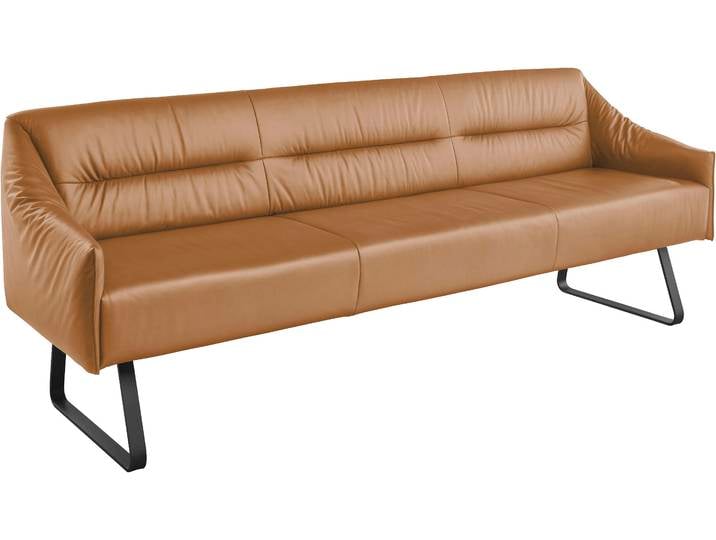 Essbank MUSTERRING JustB SP500 , gelb (kurkuma), B:232cm H:86cm T:70cm, Sitzbänke, Essbank, Metallkufe schwarz, verschiedene Farben, Breite 220 oder 250 cm