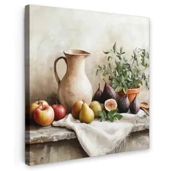LEINWANDBILD Obst - Kräuter - Ländlich Deko Wohnzimmer 20x20 cm