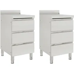 Helloshop26 - Set aus 2 gewerblichen Küchenschränken mit je 3 Schubladen Edelstahl 02_0000008