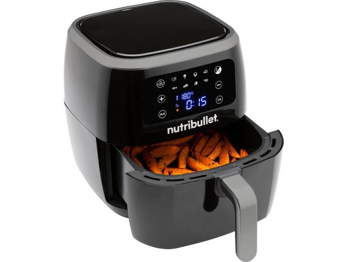 nutribullet Heißluftfritteuse NBA071B 7L XXL Garkorb, 8 Programme, antihaft & spülmaschinenfest, 1800 W, 1.800 Watt, 360° Wirbelkonvektion, Touch-Display, Schwarz