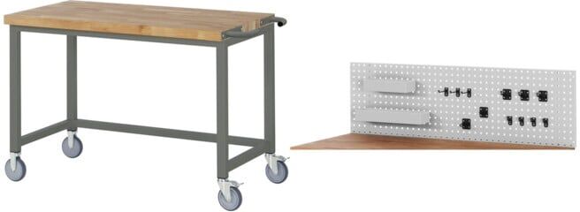 Set STIER Fahrbare Werkbank Premium BxTxH 1250x700x880mm + Lochplatte BxTxH...
