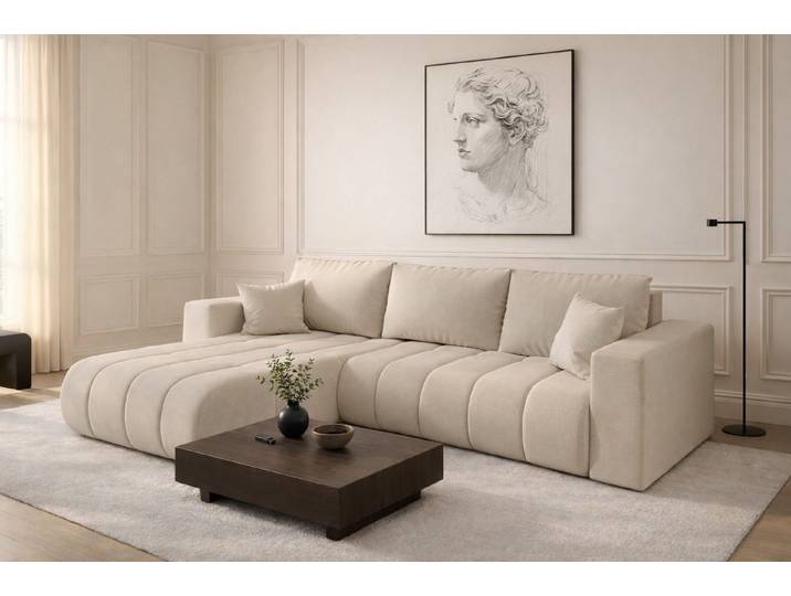 Kaiser Möbel Ecksofa mit Schlaffunktion,Sofa L-form im Stoff WIND MILO PREMIUM, Ecksofa, Pflegeleicht dank Easy-Clean,Natürliche Struktur und angenehme Haptik