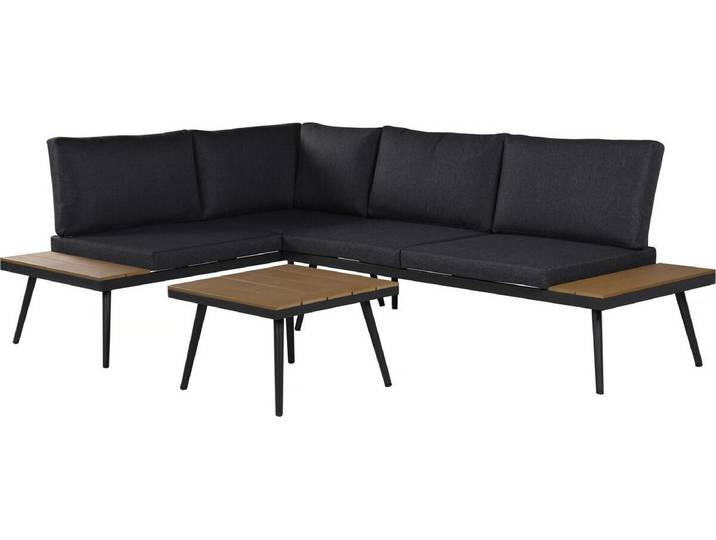 Gartenmöbel Ecksofa mit Holzimitatdekor \ Mira\ - 4 Sitzplätze - Grau