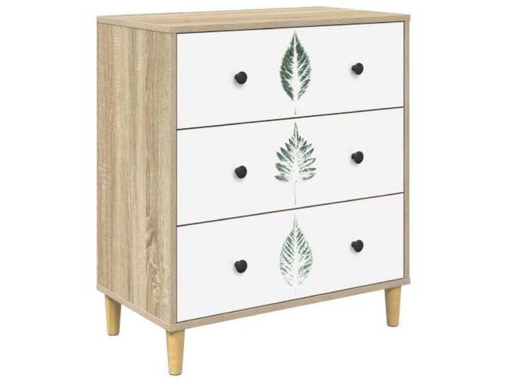 KLGBNCVE Kommode Hanau 66 x 36,5 x 75 cm Sonoma Grünes Blättermuster Holzwerkstoff, verstärkte Struktur, erhöhte Füße, viel Stauraum, grünes Blättermuster, Sonoma
