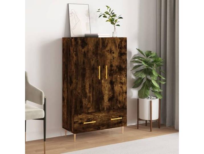RJPLMFV Anrichte hoch, Eiche, 69,5 x 31 x 115 cm, aus Holz Stabile Metallfüße, großes Fassungsvermögen, staubdichte Türen, Wandbefestigung inklusive