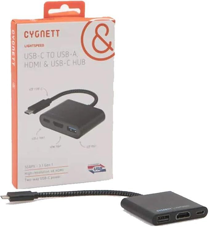 Cygnett CY2053 Flow+ USB-C Multiport Hub Docking Station, 4 Ports, USB 3.1 Gen 1, Up to 5Gbps, Compatible with Apple MacBook and Chromebook