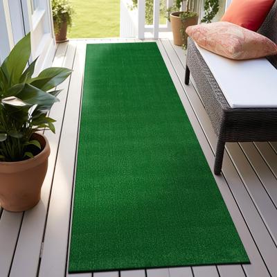 World Rug Gallery Artificial Turf Solid Grass Indoor Outdoor Area Rug