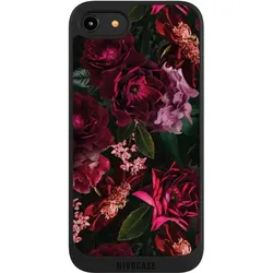 Nivocase Handyhülle für Apple iPhone 8 Hülle NIVOpure Case Schwarz Blumen Blüte Rose (Apple iPhone 8), Smartphone Hülle, Schwarz