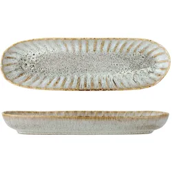 Bloomingville Fleur Servierplatte, Natur, Steingut, 37,5 x 4 x 12 cm
