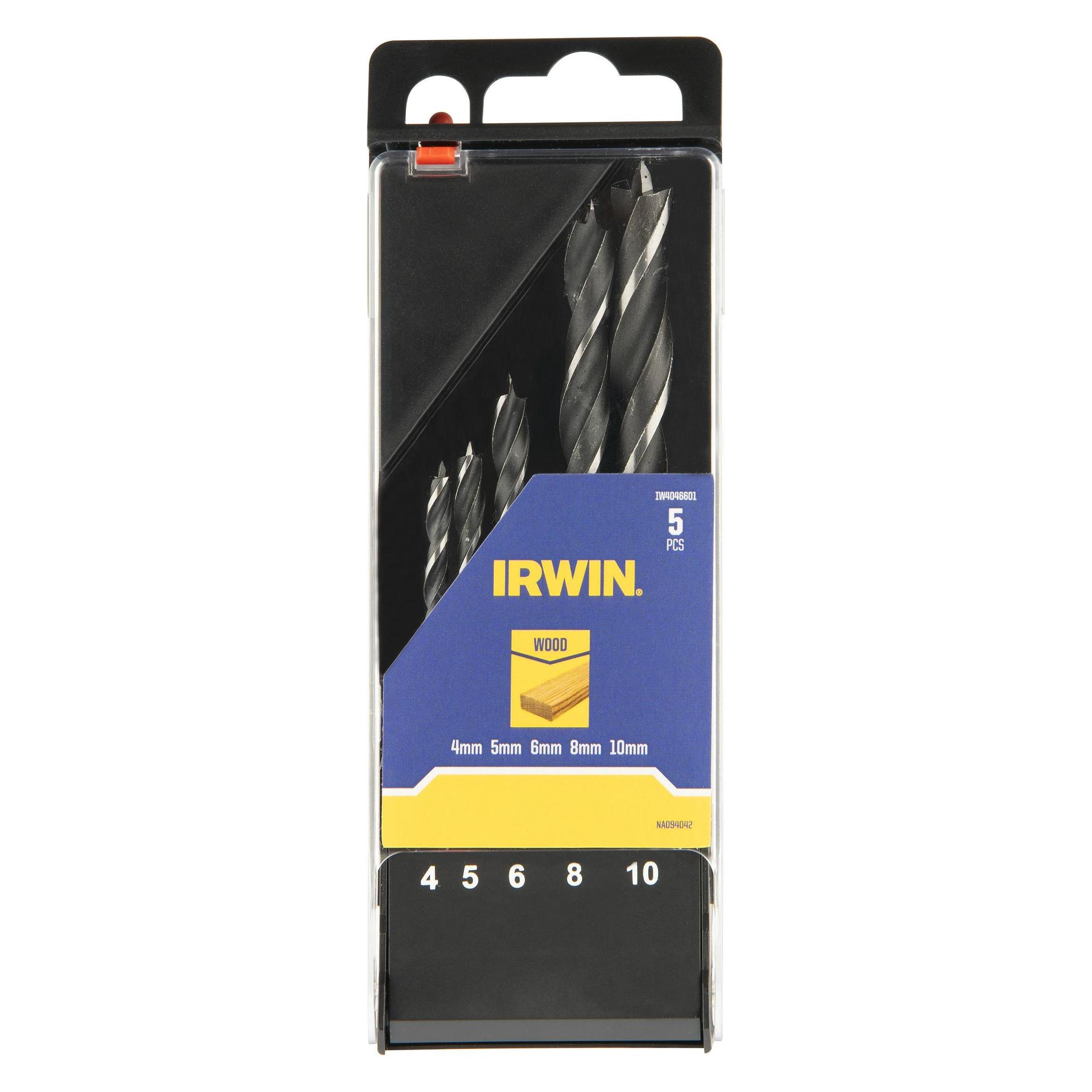 GCS IRWIN HOLZBOHRER-Set. 8 Teile MIT ZENTRIERUNG OBEN 3-4-5-6-7-8-9-10mm IN DER KASSETTE (10 Millimeter, 3 Millimeter, 4 Millimeter, 5 Millimeter, 6 Millimeter, 7 Millimeter, 8 Millimeter, 9 Millimeter) (37262169)