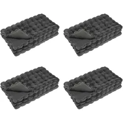 vidaXL Kunstfell Kaninchenfell Decke Olite 4 pcs Dunkelgrau Polyester