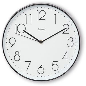 Hama Wanduhr Korsika, Kunststoff, analog, Quarzuhr, Ø 30 cm, schwarz, lautlos