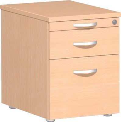 Rollcontainer PALENQUE, 1 Schub, 1 Utensilienauszug, HR-Auszug, B 430 x T 600 x H 566 mm, Buche