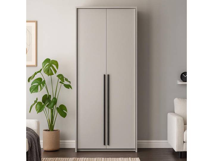 BEAUTYSOFA Drehtürenschrank GIANA 100 cm Moderne Garderobenschrank mit 2 Türen, Beige