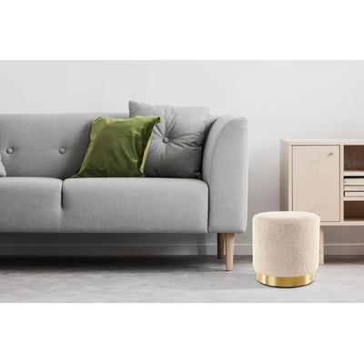 Sitzhocker KAYOOM "Hocker Gipsy 425, stilvoller Sitzhocker,runde Form, stilvolles Design", weiß (elfenbein, gold), B:35cm H:35cm T:35cm, Bezug: 100% Polyester / Korpus: MDF, Kiefer / Gestell: Metall, Hocker, Sitzhocker, facettenreich, platzsparend,...