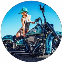 Essbares Papier „Mädchen auf Harley-Davidson“, 19,5 cm