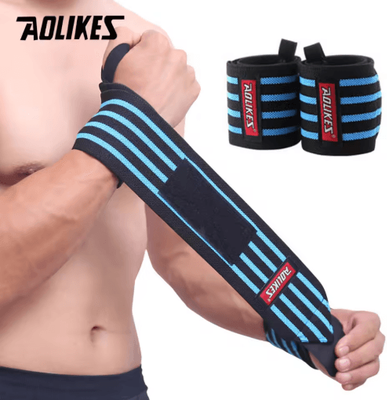 Inspire Picks AOLIKES Weightlifting Wrist Wraps Professional Wrist Support With Heavy Duty Thumb Loop For Strength Training (1 Pair) type A blue
