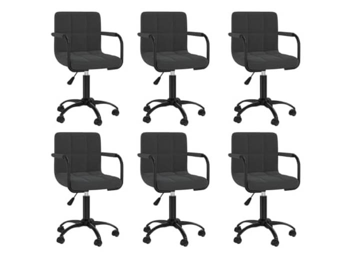 LMTYOENFG 6er Set Esszimmerstühle Drehbar Höhenverstellbar Samt Schwarz Moderne Drehstühle mit Samtbezug und Rollen für Küche, Esszimmer oder Arbeitszimmer. Flexibel höhenverstellbar.