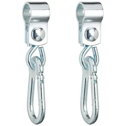 Relaxdays 2er Set Schaukelhaken mit Karabinern Weiß,Silber