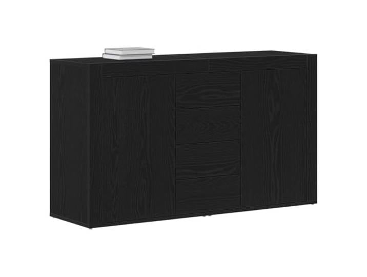 KTHLBRH Anrichte Eiche schwarz 120 x 36 x 69 cm Holz mehrschichtig 4 Schubladen, 2 Türen, Einlegeböden, Montage erforderlich, für Esszimmer