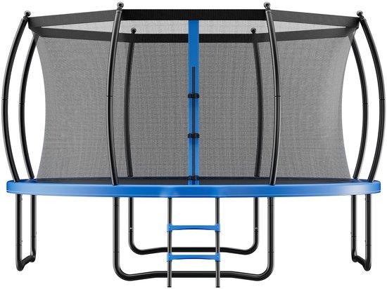 Großes, dauerhaftes Außentrampolin mit Sicherheitsnetz, ASTM-, für Kinder und Erwachsene, max. 120 kg Gewicht, rostanfälliges Freizeittrampolin für den Garten.