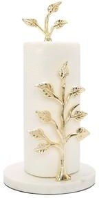 Classic Touch Paper Towel Holder Gold Tree Design with Marble Base