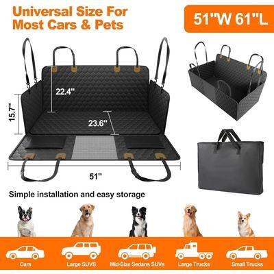 Uplifted Goods Waterproof Car Seat Hammock For Pets black