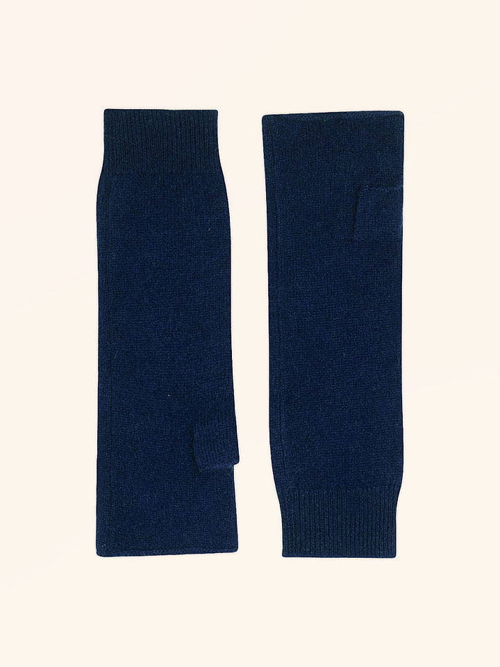 Just Cashmere Kaschmir-Armstulpen "Zoe" in Dunkelblau - onesize