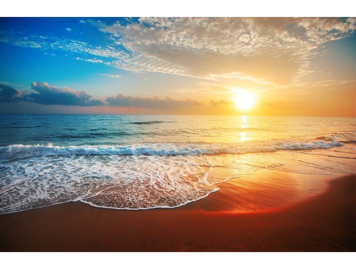 Fototapete PAPERMOON Beach Sunset , bunt, B:5m L:2,8m, Vlies, Tapeten, Fototapete