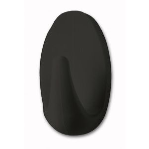 Tesa Klebehaken 58275 Powerstrips Haken Small Oval, bis 1kg, Kunststoff, schwarz, 3 Stück