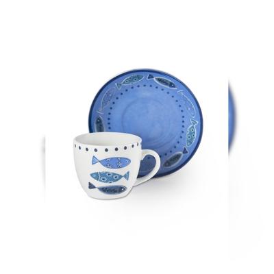 Excelsa 6er-Set Espressotassen mit Untertassen Ocean aus Porzellan 7 cl mehrfarbig