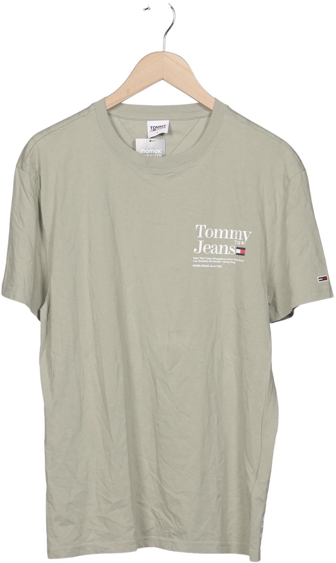 Tommy Jeans Herren T-Shirt, Hellgrün, Gr. L, Baumwolle - Second Hand