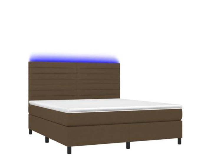 KKgypkn Boxspringbett mit Matratze & LED Dunkelbraun 180x200 cm Stoff