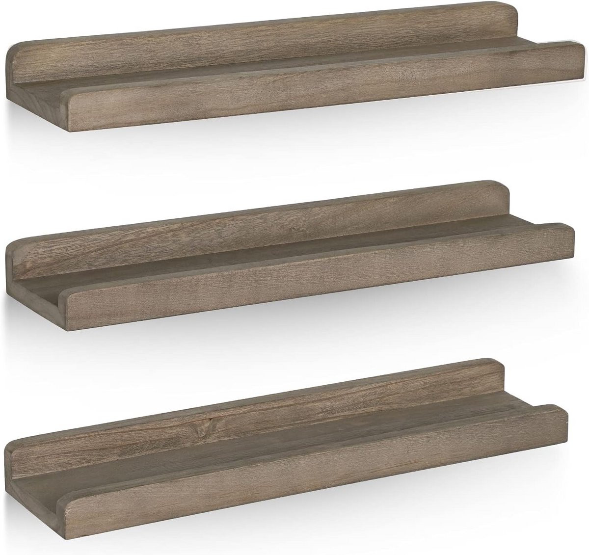 Set van 3 Rustieke Houten Foto Ledge Wandplanken - Verweerd Grijs