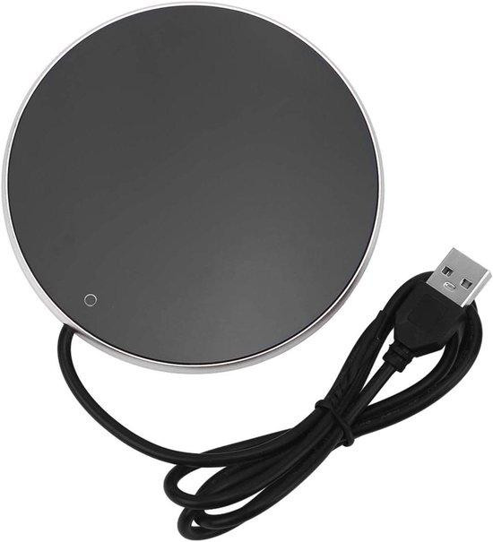 JHubers Goods Koffiemokverwarmer met USB-aansluiting - Zilver en zwart - Glas