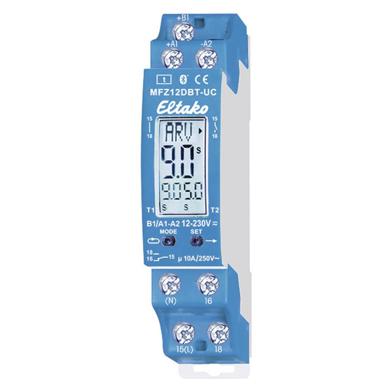 Eltako Digital einstellbares Multifunktions-Zeitrelais mit Display und Bluetooth, 1 Wechsler 10A (23001003)