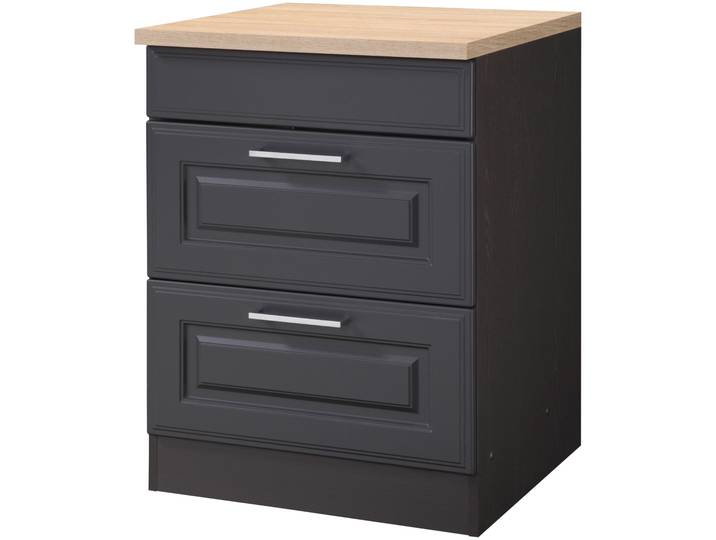 Kochfeldumbauschrank KOCHSTATION KS-Stockholm , grau (grau, grafit), B:60cm H:85cm T:60cm, Holzwerkstoff, MDF, Schränke, Kochfeldumbauschrank, hochwertige MDF-Fronten