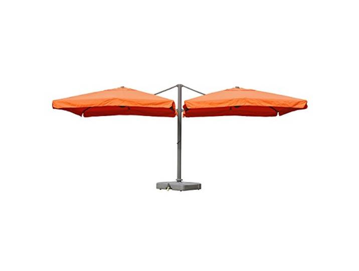 Mendler Gastronomie-Alu-Luxus-Doppel-Ampelschirm T44 - terracotta + Ständer