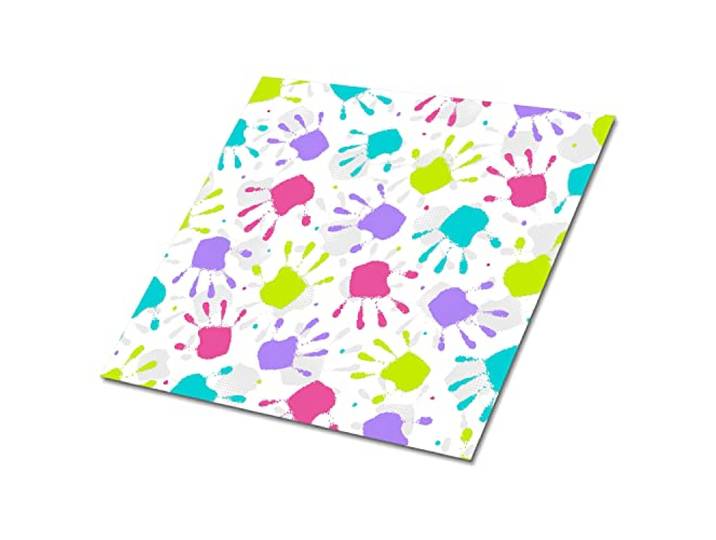 Decormat Selbstklebende Vinylfliesen Dekoartikel Aufkleber Mehrfarben Satz von 9 Fliesen - 30x30 cm Wandfliesen für die Küche Bodenbeläge PVC Fliesenaufkleber - Handabdrücke
