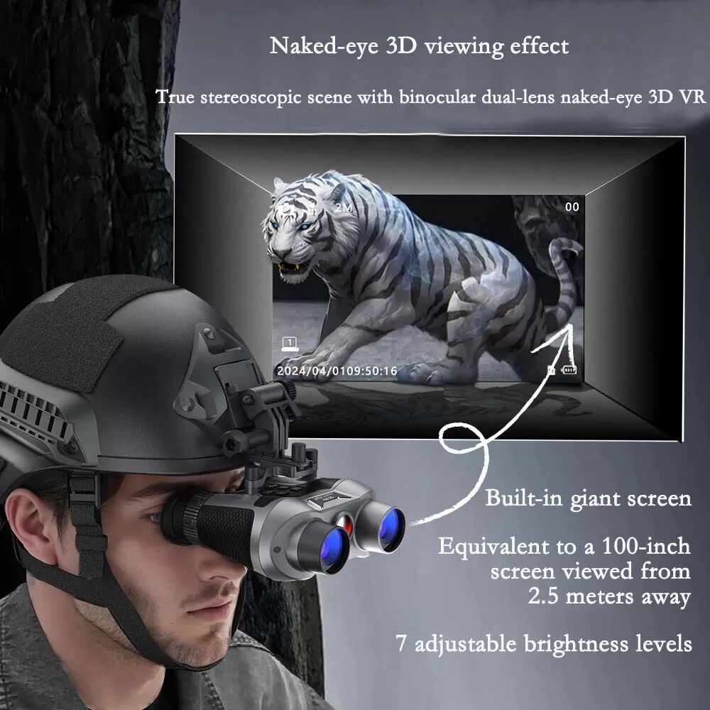 INF Kopfmontiertes & Helmtaugliches 3D VR Nachtsicht Fernglas mit 4K Video & 6x Zoom