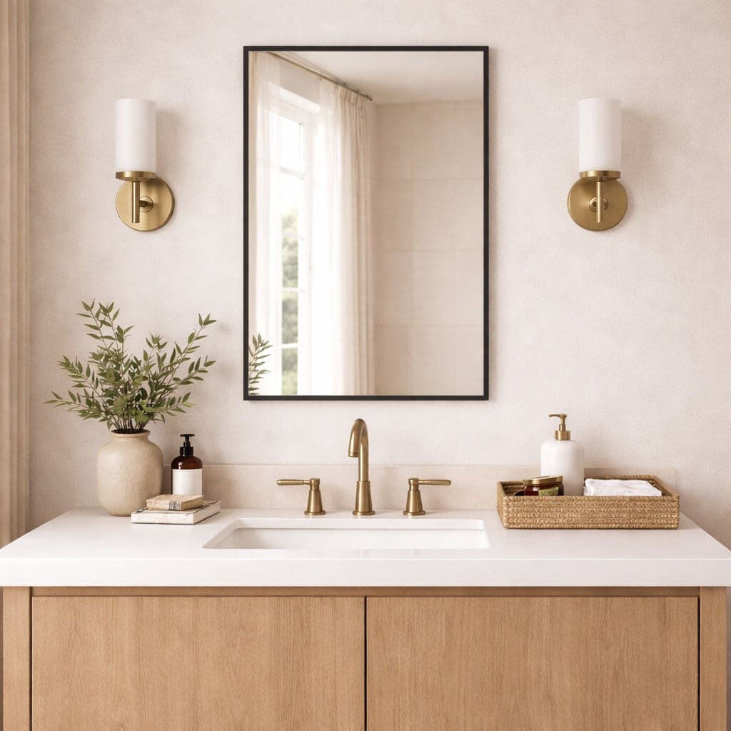 Jobu Home Takara Rectangle Leaning and Wall Mirror Black 70cm x 50cm