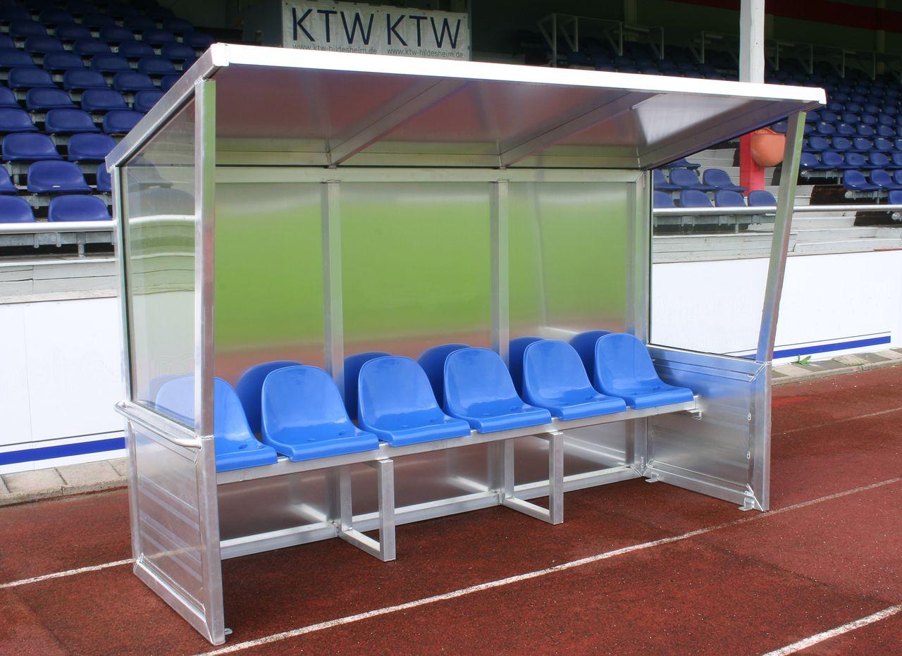 Spielerkabine Super 3 Meter WPC-Holzoptik (Sitz + Lehne)