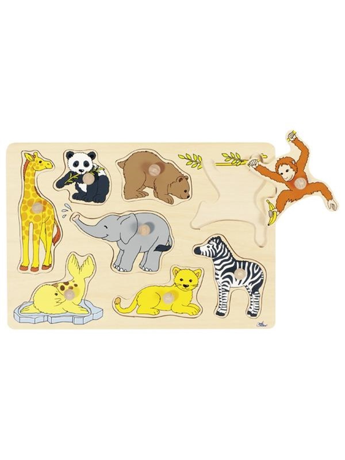 Goki Wooden Stud Puzzle Wild Young Animals 8 pcs. Holz