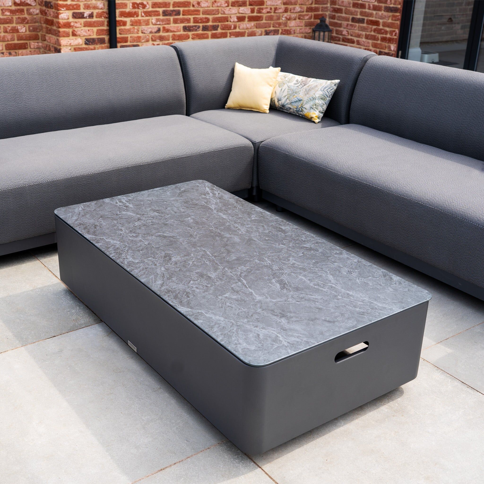 Harbour Lifestyle Luna Outdoor Fabric Corner Sofa Set with Coffee Table in Grey